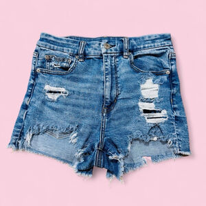American Eagle Distressed Denim Shorts Women’s Size 6 Frayed Hem Skater Grunge